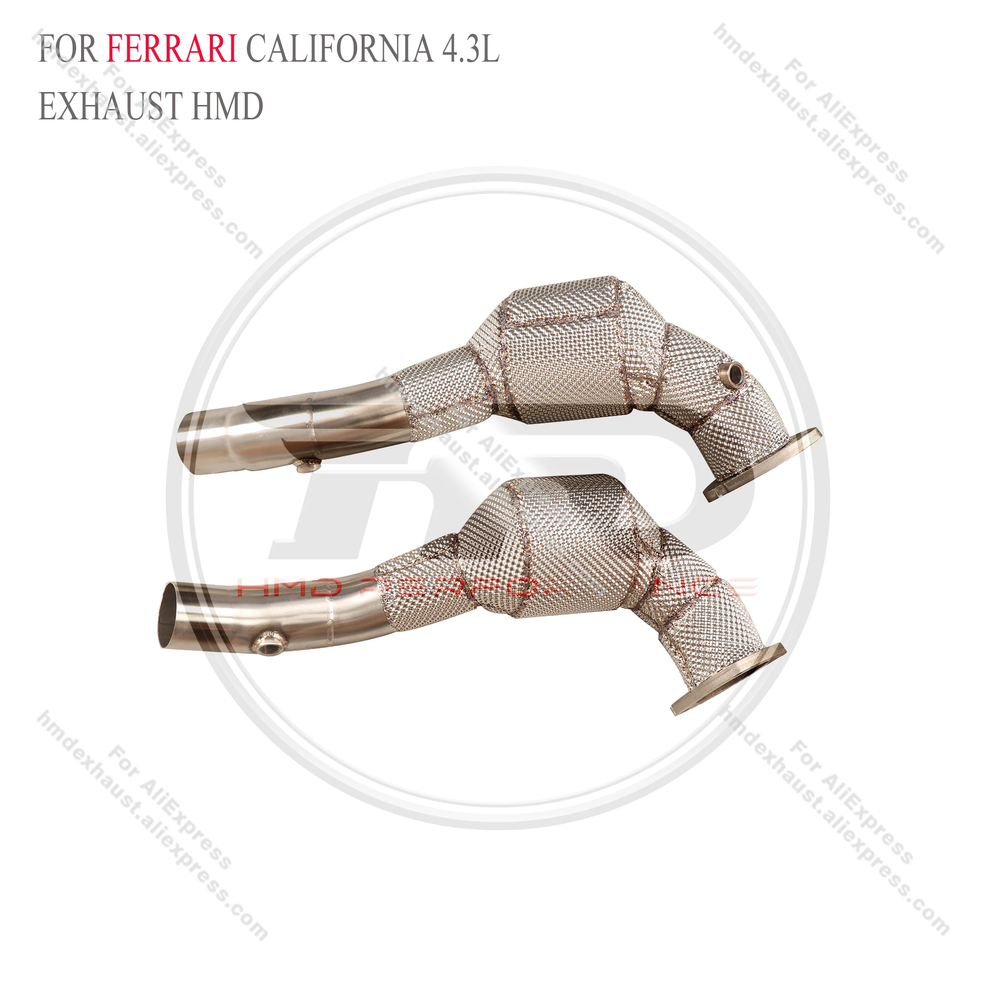 HMD Exhaust System High Flow Performance Downpipe for Ferrari California 4.3L Catted Catless Pipe With Heat Shield