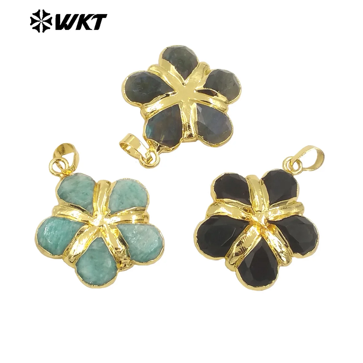 WT-P1966 WKT 2026 Flower Style Natural Stone Stamen-Shaped Pendant Dream Design Jewelry Supplies Accessory Winter HOT Sale