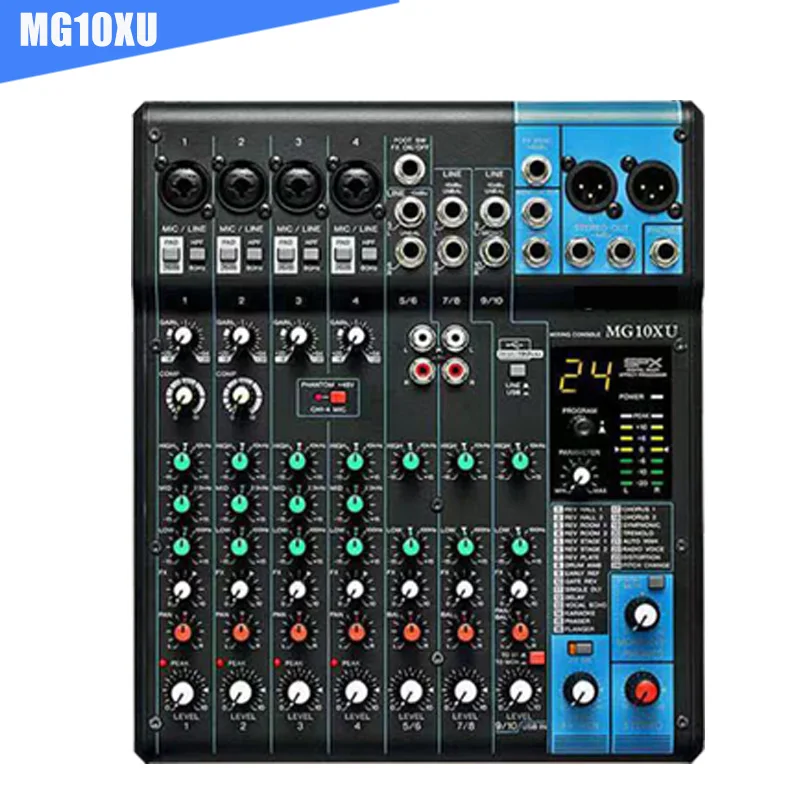 야마하용 오리지널 DJ 믹서 콘솔, MG16XU 16 채널 오디오 믹서, USB 및 효과 포함, 16 입력 스테레오 아날로그 믹싱 콘솔
