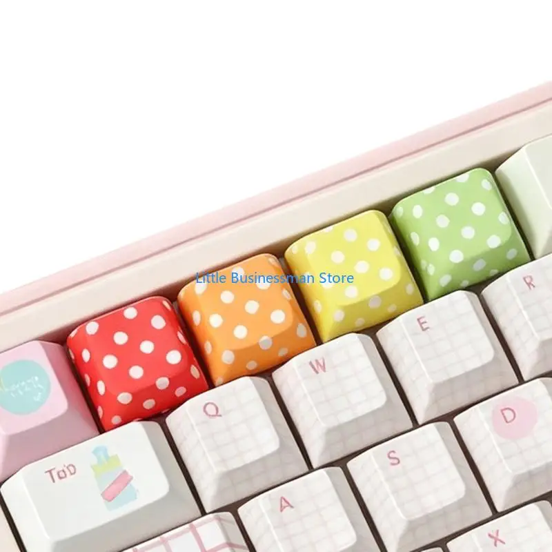 Gepunktetes Tastatur-Tastenkappen-Set für Schreibtisch-Styling, mechanische Tastaturen, Tastenkappen M76A – Detail 9