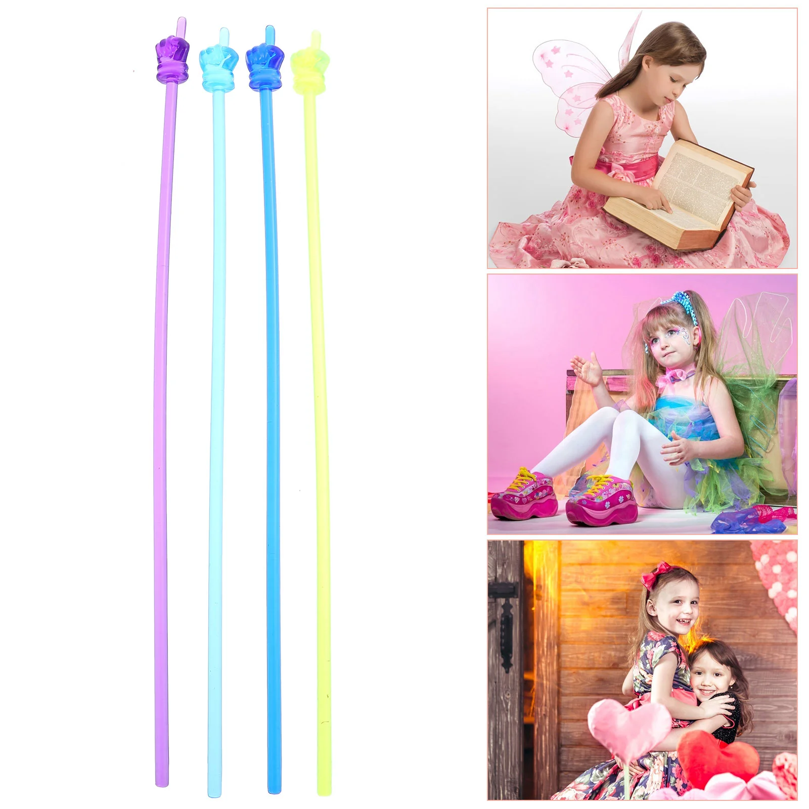 4pcs Gesture Luminous Stick Hand Signal Shape Stick Cheering Stick Toys for Party Dancing Random Color No1 Hand