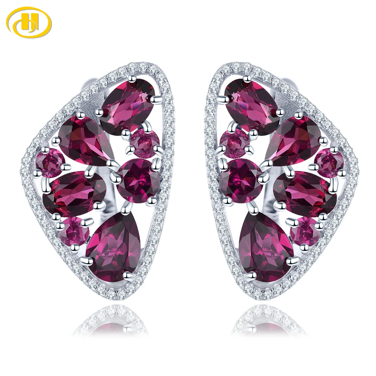 

Natural Genuine Rhodolite Garnet Sterling Silver Clip Garnet 5.8 Carats Genuine Rose Garnet Women Romantic Fine Jewelrys Gifts