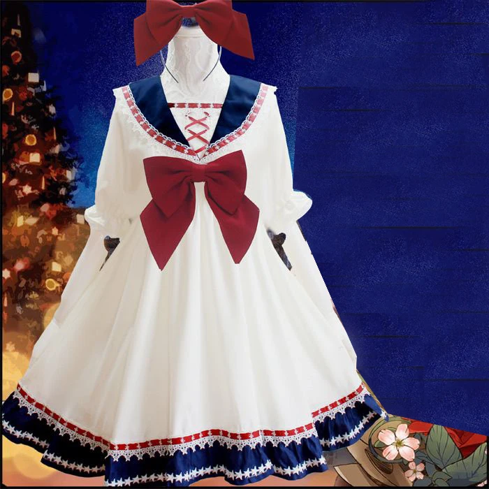 

Original four-piece 360-degree large skirt, naval style jsk cos dress vestidos de verano mujer 2025 Slight Strech