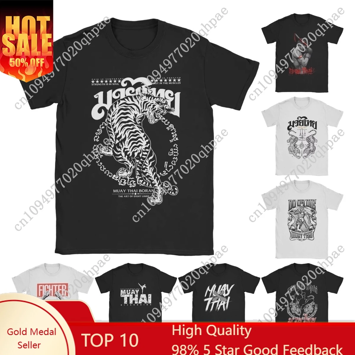 

Men's T-Shirts Muay Thai Sak Yant Tiger Unique 100% Cotton Tee Short Sleeve Boxing Fighter T Shirts Round Neck Clothing Summer
