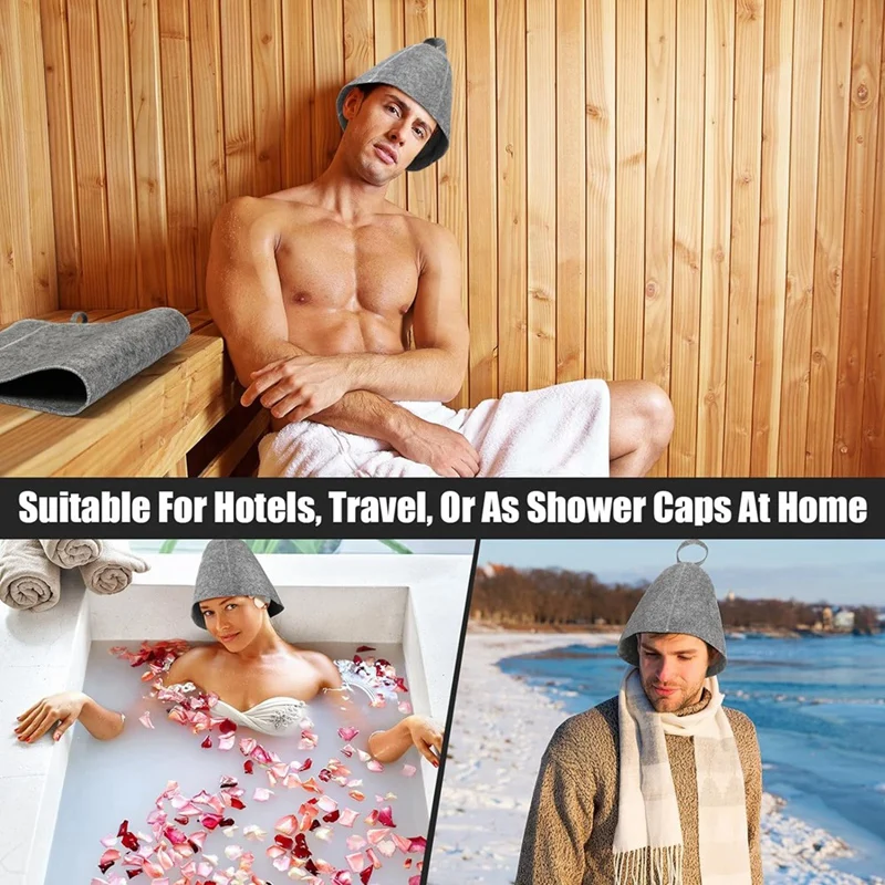 1 Set 6 Pcs Felt Sauna Hat 6 Pcs Heat Insulation Sauna Mat Absorbent Head Protection Vaporarium Hat