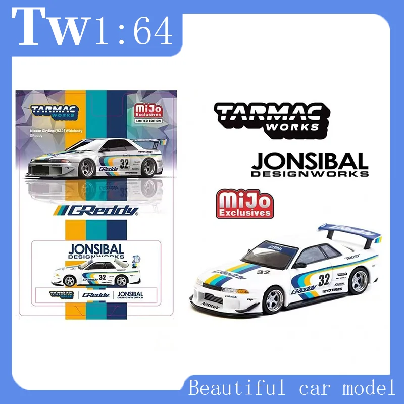 TW x Mijo 1:64 Nissan GT-R R32 Modificación de carrocería ancha GREDDY No. 32 molde de coche de aleación