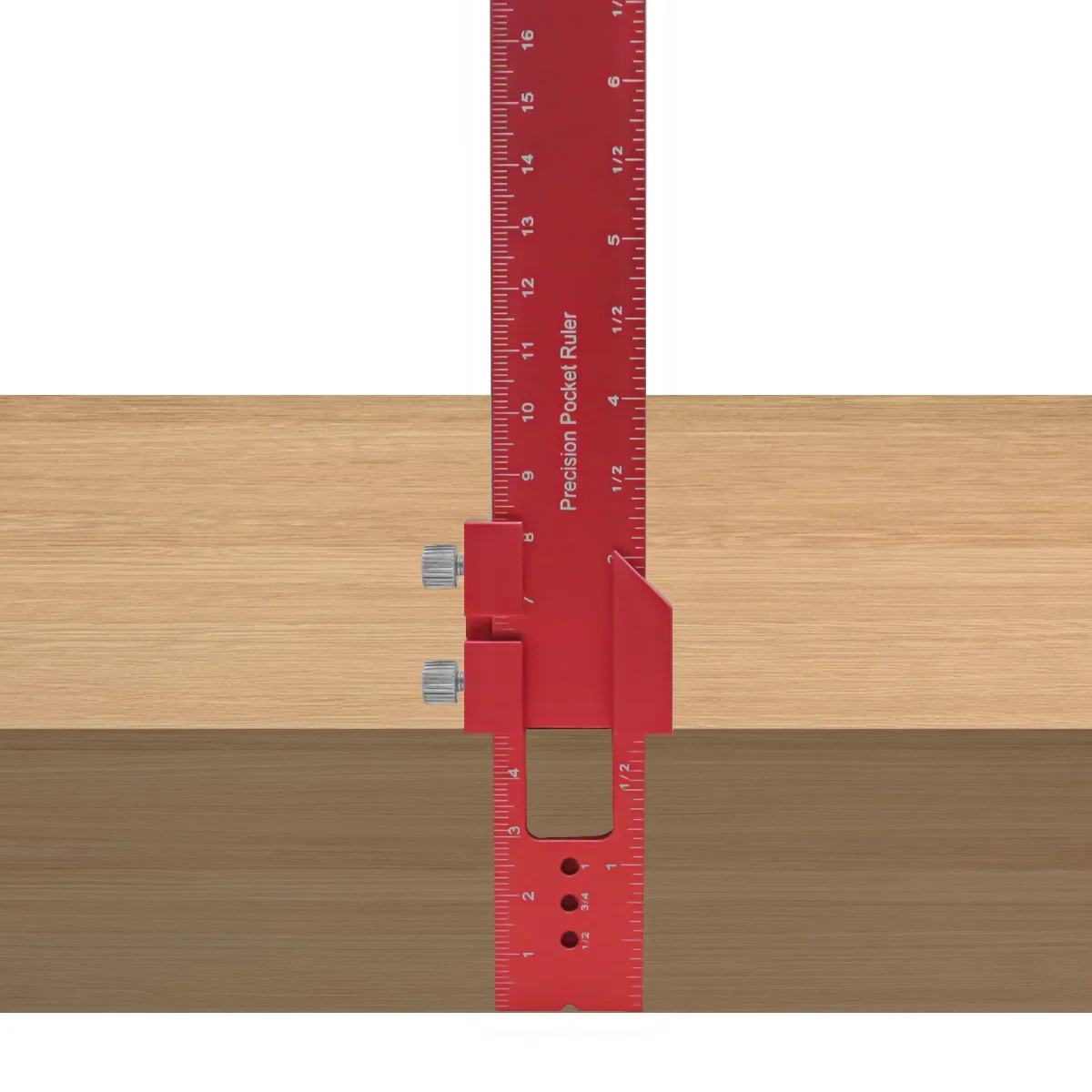 Precision Pocket Ruler T-Type Scribing Ruler Carpenty Square T Track Ruler Inch and Metric Measuring Marking Ruler W/ Slide Stop