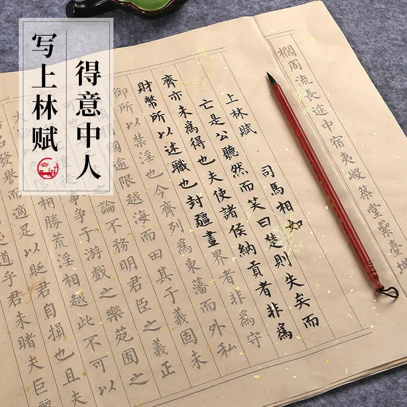 Sima Xiangru Liu Body Small Script Copy Brush Copybook Red Sprinkle Gold Rice Paper Calligraphy Practice