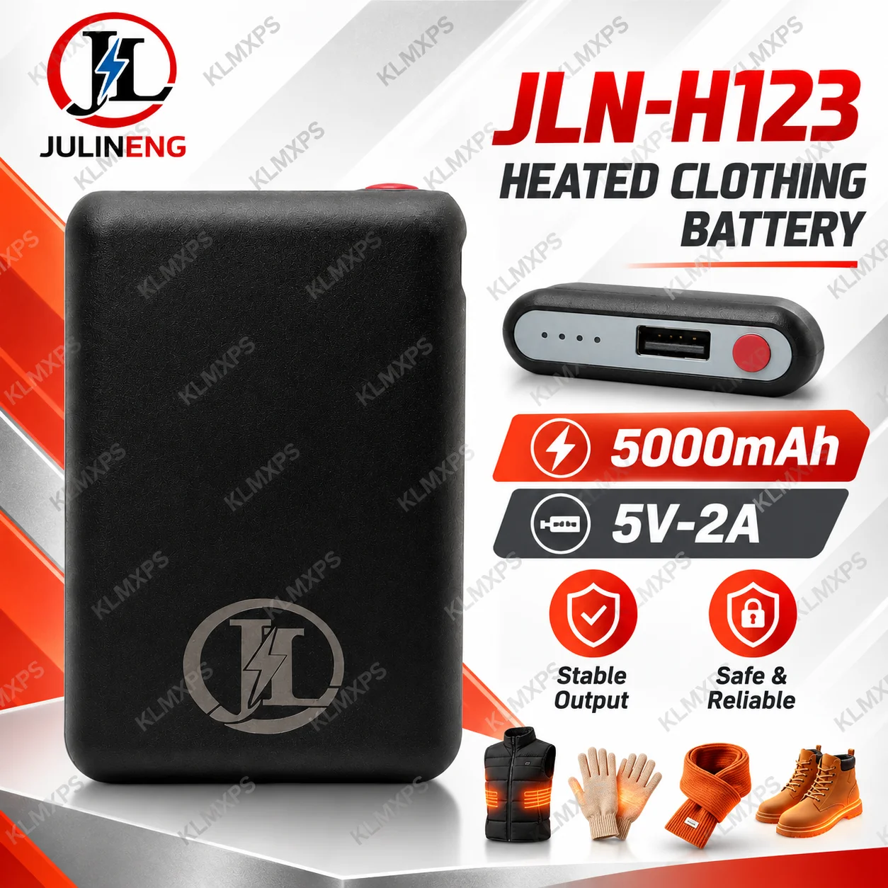 H123 5V Output 5000mAh Rechargeable Lithium Battery for Heated Scarf Gloves Clothing Winter Outdoor Power Supply Bulk Wholesale