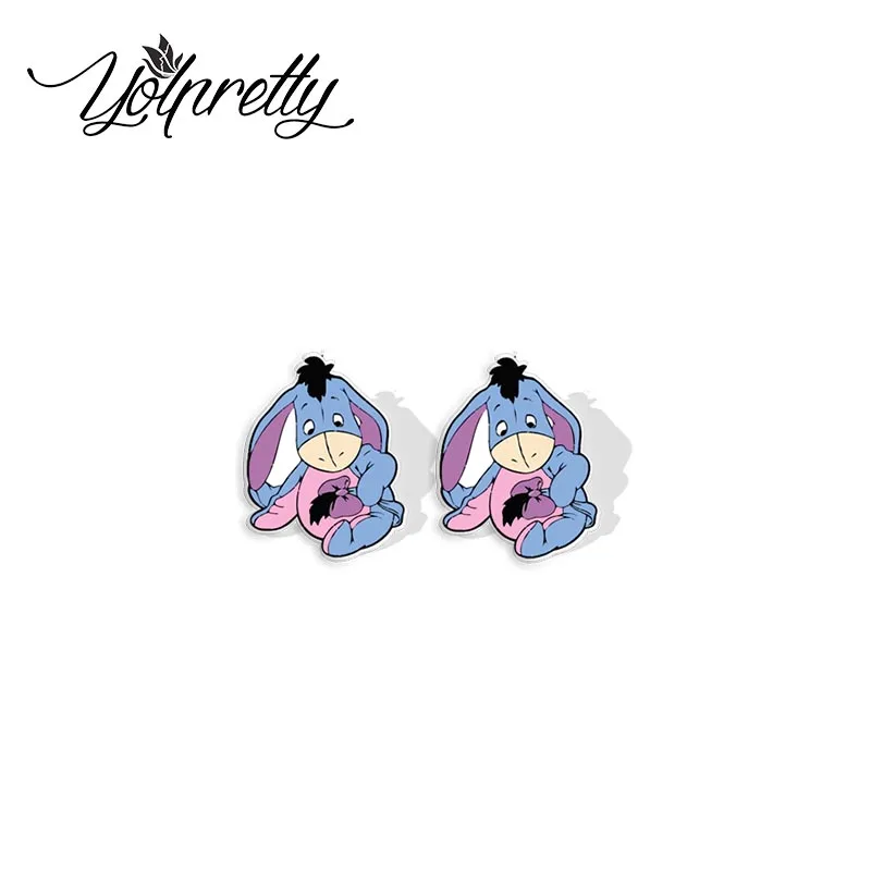 2024 New Cartoon Pooh Bear and Friends Piglet Tigger Eeyore Epoxy Handcraft Acrylic Stud Earrings