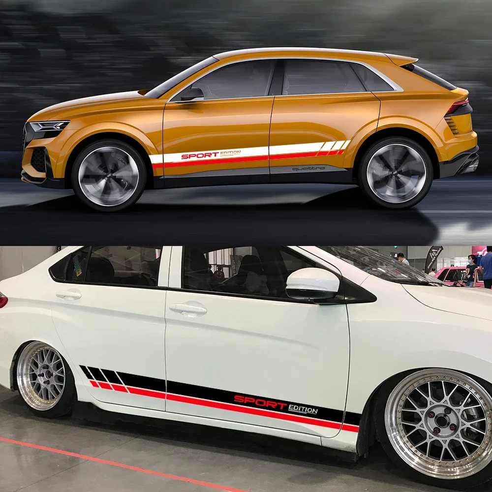 

Car Door Sticker Sport Racing Stripes Vinyl Decals Auto Accessories For Audi Q8 SQ8 RS TFSI Quattro E-tron 2019 2021 2020 2022
