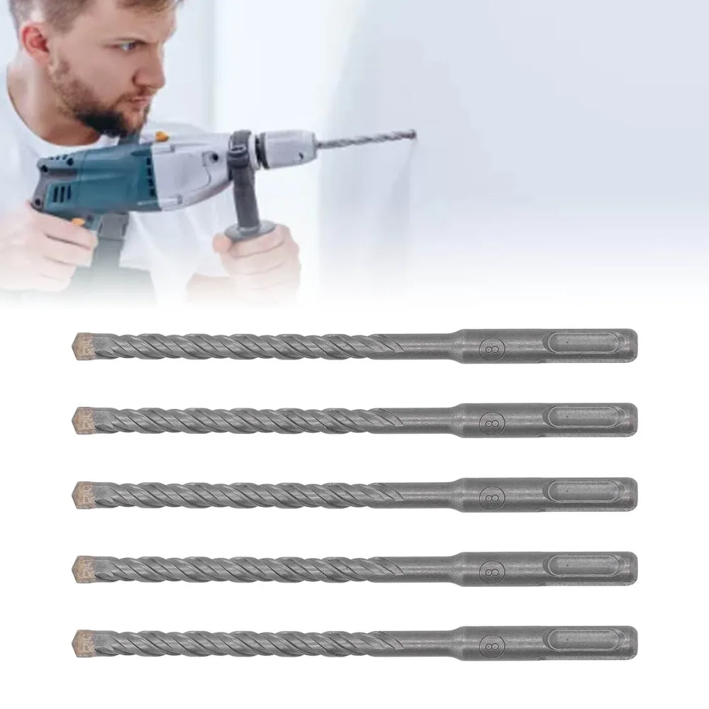 5pcs Carbide Tip Rotary Hammer Drill Bits Self Centering 160mm Length Concrete Drill Bits 5/32 Inch Diameter 2 Flute Design