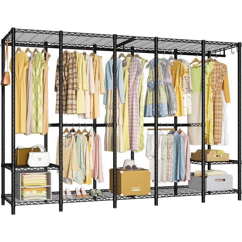 H50 Extra Large Clothes Rack, Heavy Duty Garment Rack, Freestanding Portable Closet, Clothing Racks for Hanging Clothes