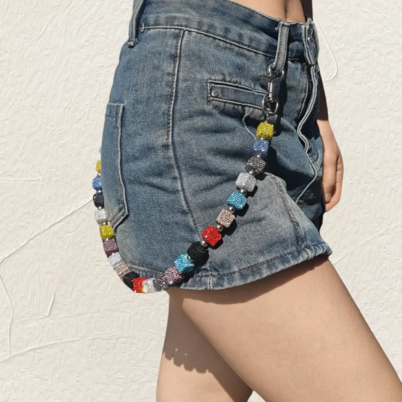 2025 New Model DIY Square Five Colors Rhinestone Pants Chain Fashionable Men And Women One's Waist Luxury Accessories
