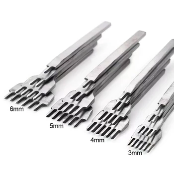 3MM 1/2/4/6 프롱 DIY 가죽 구멍 펀치 도구 가죽 스티칭 도구 다이아몬드 치즐 가죽 조각 펀치 구멍 작업