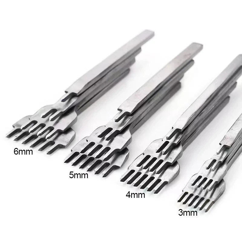 3MM 1/2/4/6 zębów DIY skórzany dziurkacz narzędzie skórzane narzędzia do szycia diamentowe dłuto rzeźba w skórze dziurkacz praca