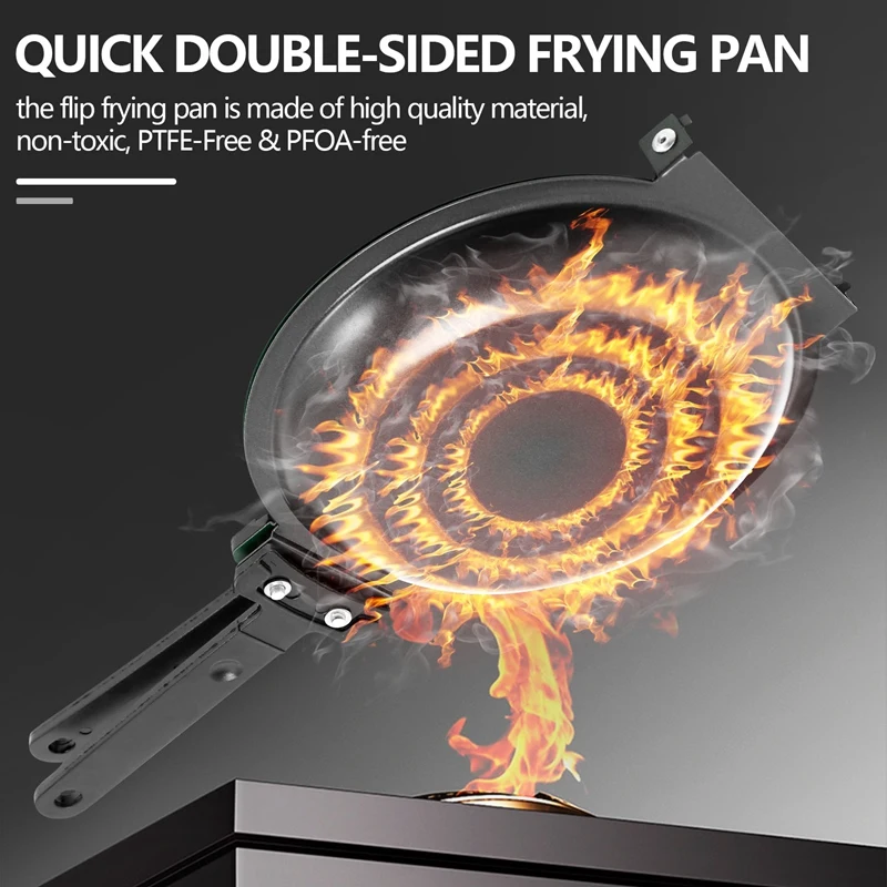 Frying Pan,Double Side Frying Pan Non-Stick Flip Folding Frying Pan BBQ Stable And Durable Cooking Tool For Home Kitchen