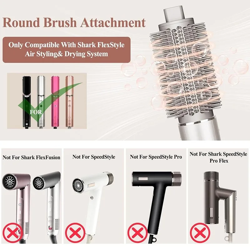 

A38T-Volumizing Round Brush For Shark Flexstyle Oval For Smooth Shiny Hair Voluminous Curls Attachment