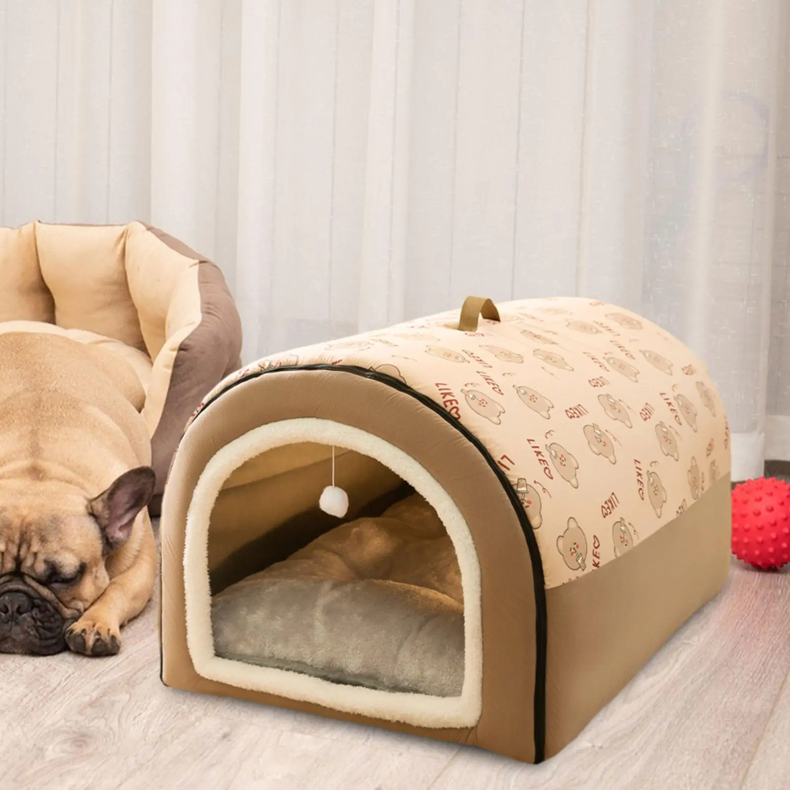 Haustier-Katzen-Hundehütte, Katzennest, Welpenhöhle, abnehmbares Kissen, Hundezelt, Tierunterkunft