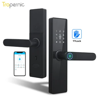 Fingerprint door lock WiFi Bluetooth TT lock APP electronic lock digital 13.56mhz card tags hotel lock double latch X5