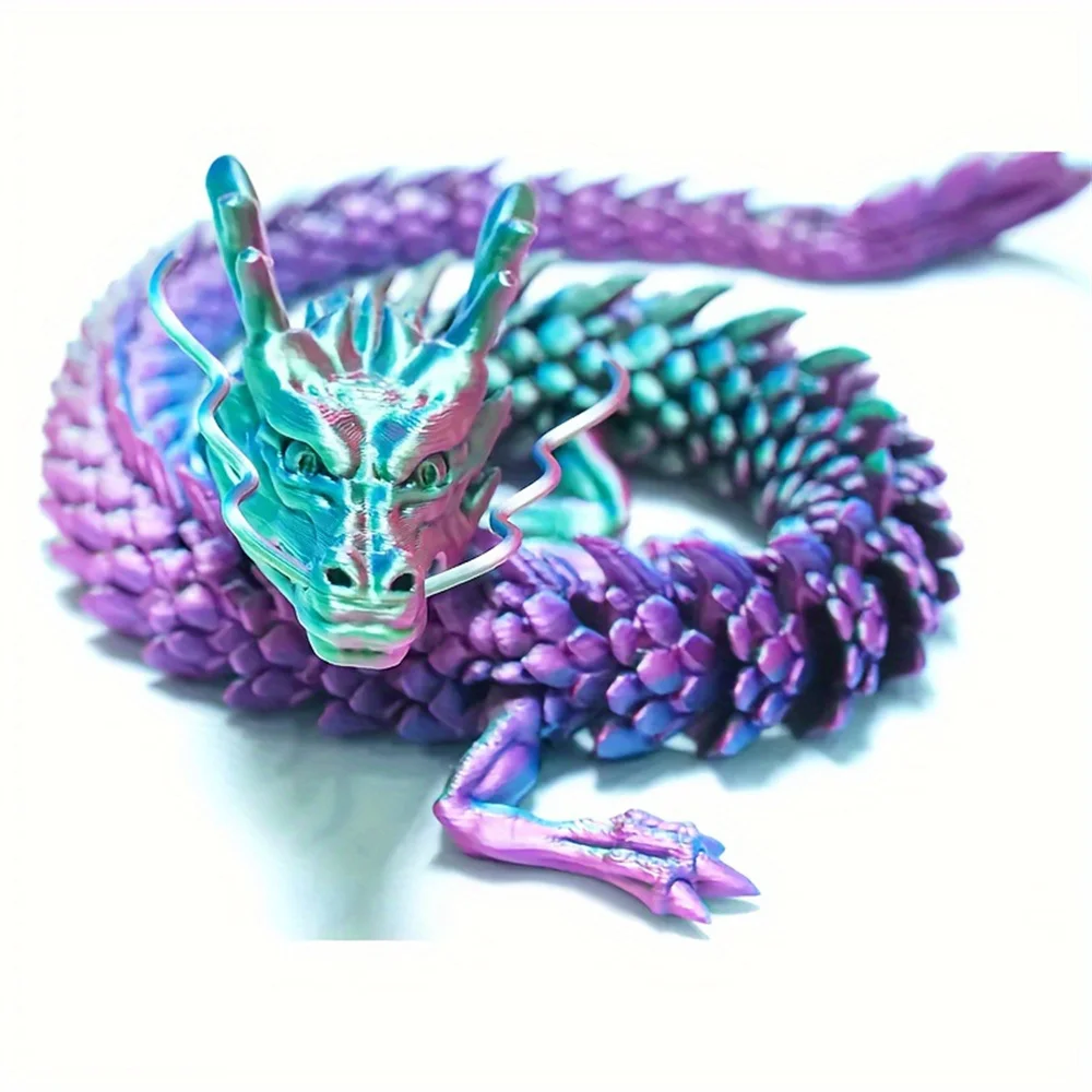 12inch 3D Print All-in-one Shape Chinese Dragon, Full-Body Joints Can Be Freely Activated, Fish Tank Home Decoration Desktop