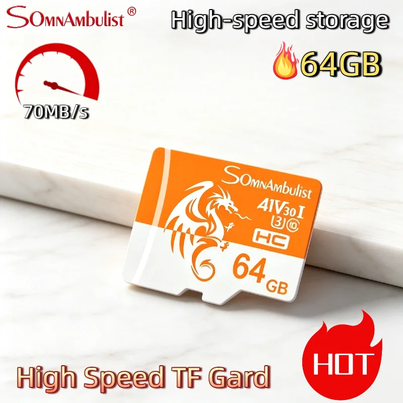 64GB SomnAmbulist Memory Card High Speed Mini TF Card Class 10 U3 A1 for Drone Audio Surveillance Device 64GB TF Card Pro