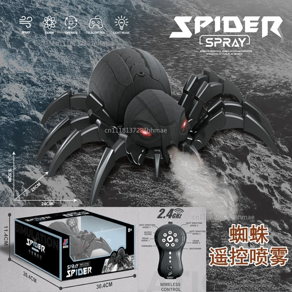 RC Spider Robot Remote Control Spider Toys with Spray/Light/Music Gifts for 6 -12 Year Old Boys Halloween Easter Toys for Kids