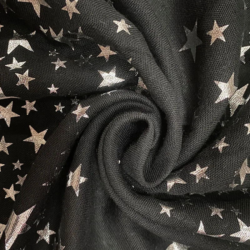 Star Printed Scarf For Women Hot Silver Shining Hijab Elegant Shawl Wedding Bridal Winter Warm Luxury Scarves