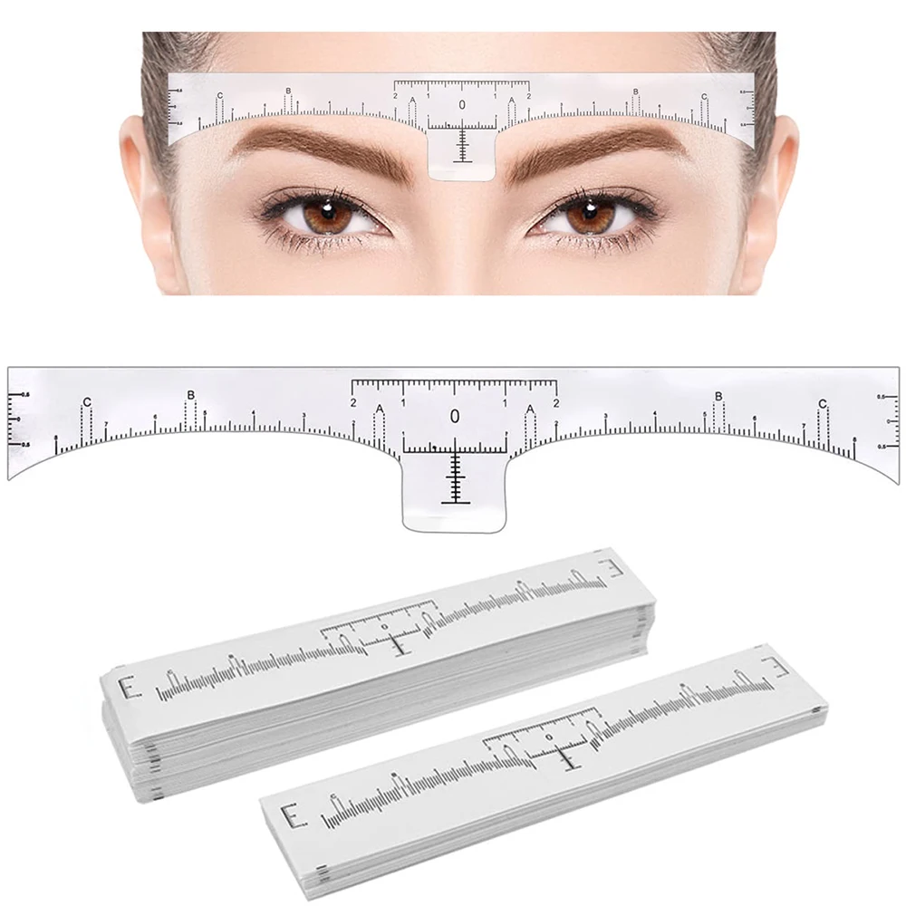 

50/30/10pcs Tattoo Eyebrow Ruler Sticker Disposable Eyebrow Position Ruler Guide with Brow Shape for Tattoo Eyebrow Makeup Tools