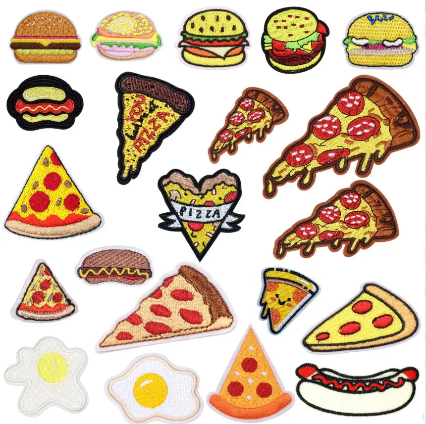 10 Pcs Egg Hamburger Embroidery Patches Embroidered Clothing Hat Bag Shoe Repair Material Phone Gift Box Decor DIY Accessory