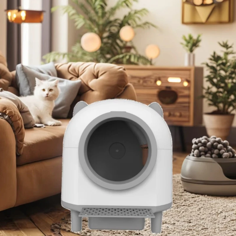 

Automatic Self-Cleaning Smart App Controlled Electronic Pet Toilet OEM Plastic Sandbox Cat Litter Box & Accessories