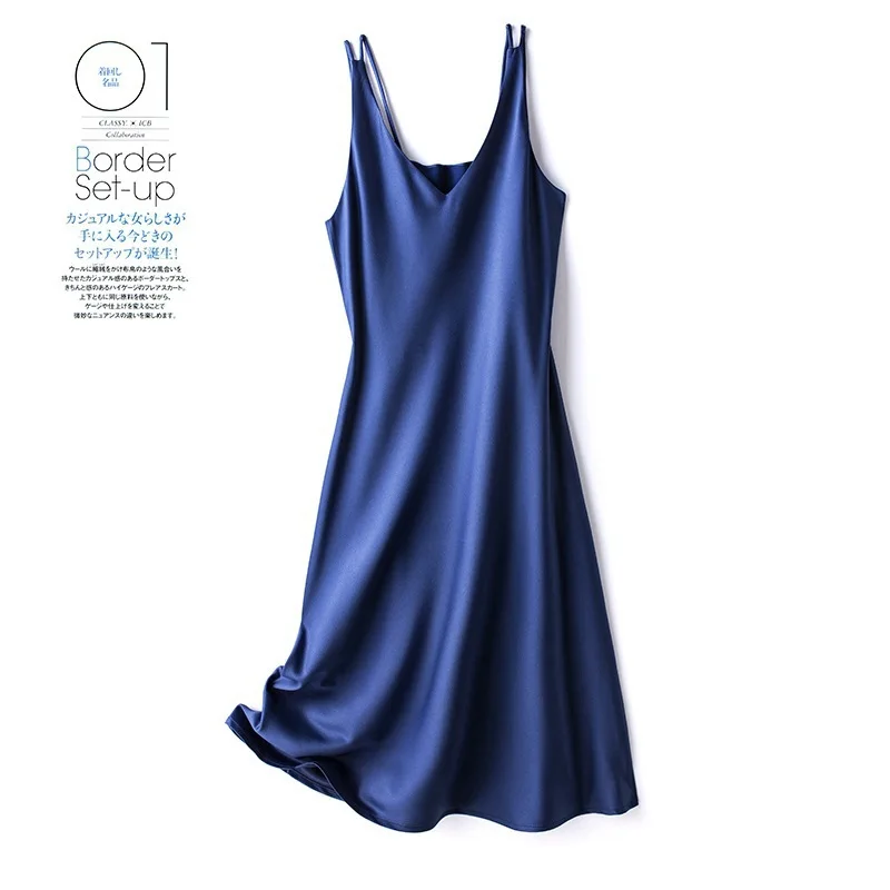 2022 Fashion Noble Summer Elegant Women\'S Dress  Strap Satin Maxi Long Party Dresses Midi Robe