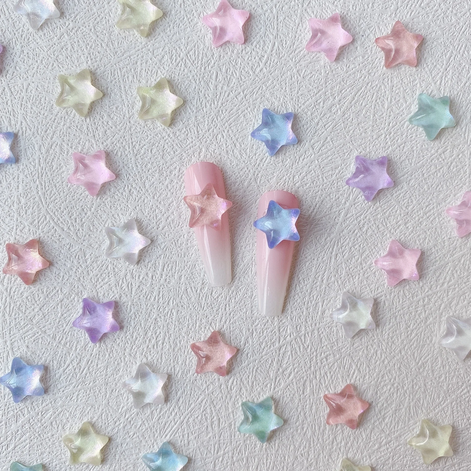 20pc Starry Sky Mocha Star Nail Art Accessory Cute K9 Star Crystals Resin Nail Charms Multicolor Gems Nails Decoration DIY Parts