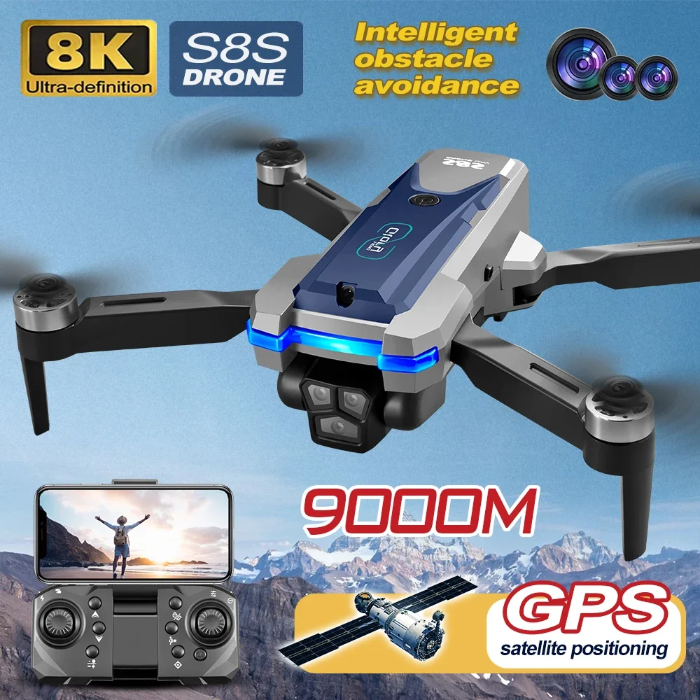 전문 S8S RC 드론 브러시리스 8K 3 ESC 카메라, 광학 흐름 360 ° 장애물 회피 헤드리스 모드 접이식 쿼드콥터 