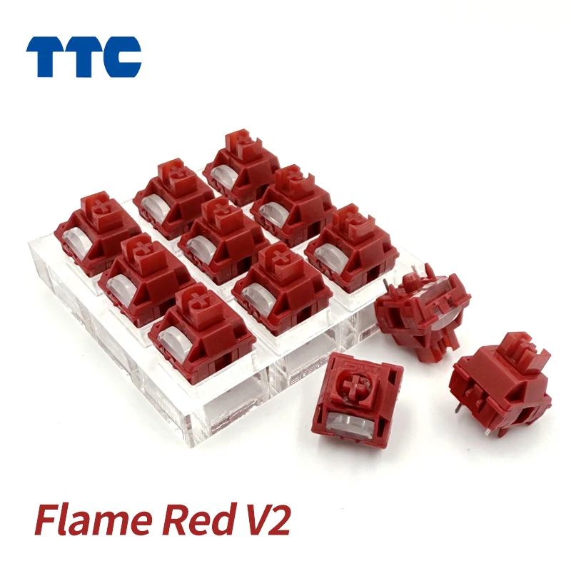 TTC Flame Red Switch V2 Mechanical Keyboard Linear Switch Extended Dust Proof Axis 5pin 45g HIFI 24mm Quick Trigger For Gaming