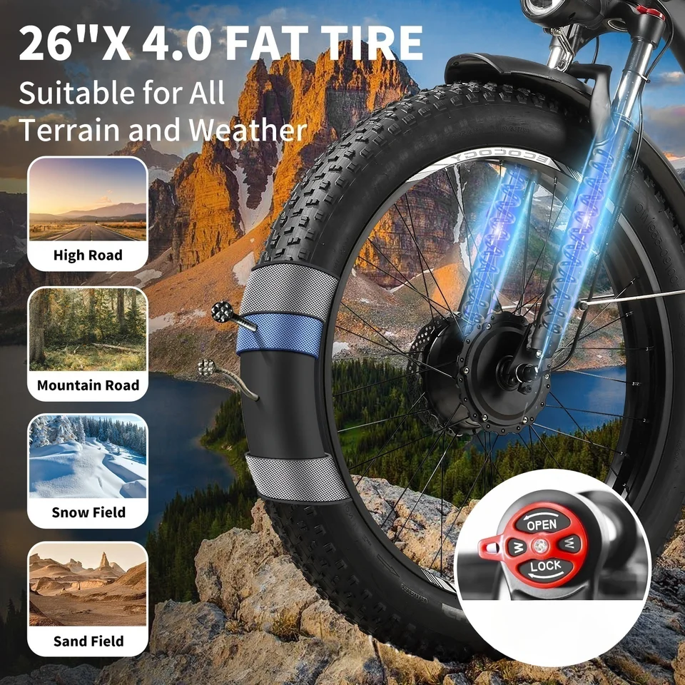 Electric bike G7 4000W large motor 52V32AH battery mountain electric bicycle 65 km/h 26-inch tire all-terrain off-road e-bike image 5
