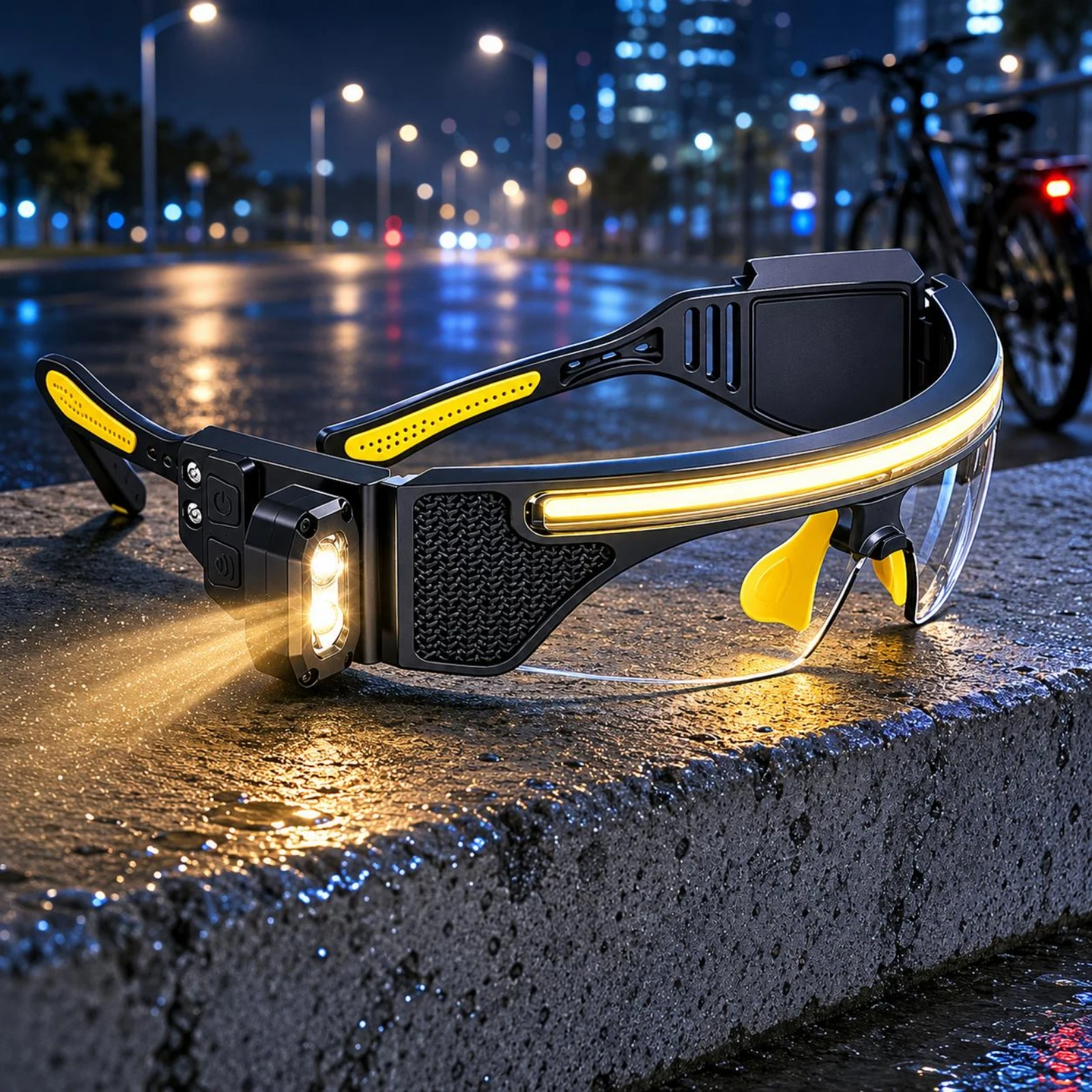 Curved-Fit LED Glasses Black Frame Eye Protection view 2