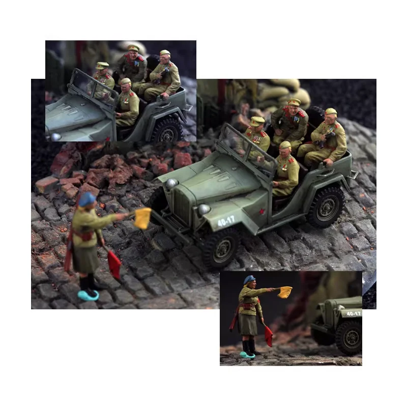 

Масштабная модель 1:72 из смолы: советские офицеры, солдаты и женщины (5 фигурок) для сцен с танками, коллекционная декоративная фигурка для демонстрации.