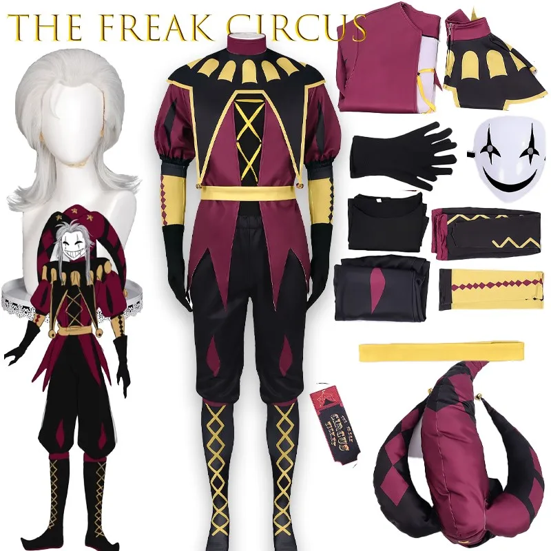 

BThe Freak Circus Pierrot Clown Косплей Маска Набор Хэллоуин Аниме Персонаж Опора Игра Рождественский Костюм Вечеринка Хэллоуин Аниме