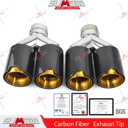 Genuine SUMSOO Dual Carbon Fiber + Stainless Steel Universal FOR  Carbon Fiber Exhaust Tips End Pipes Muffler Tips