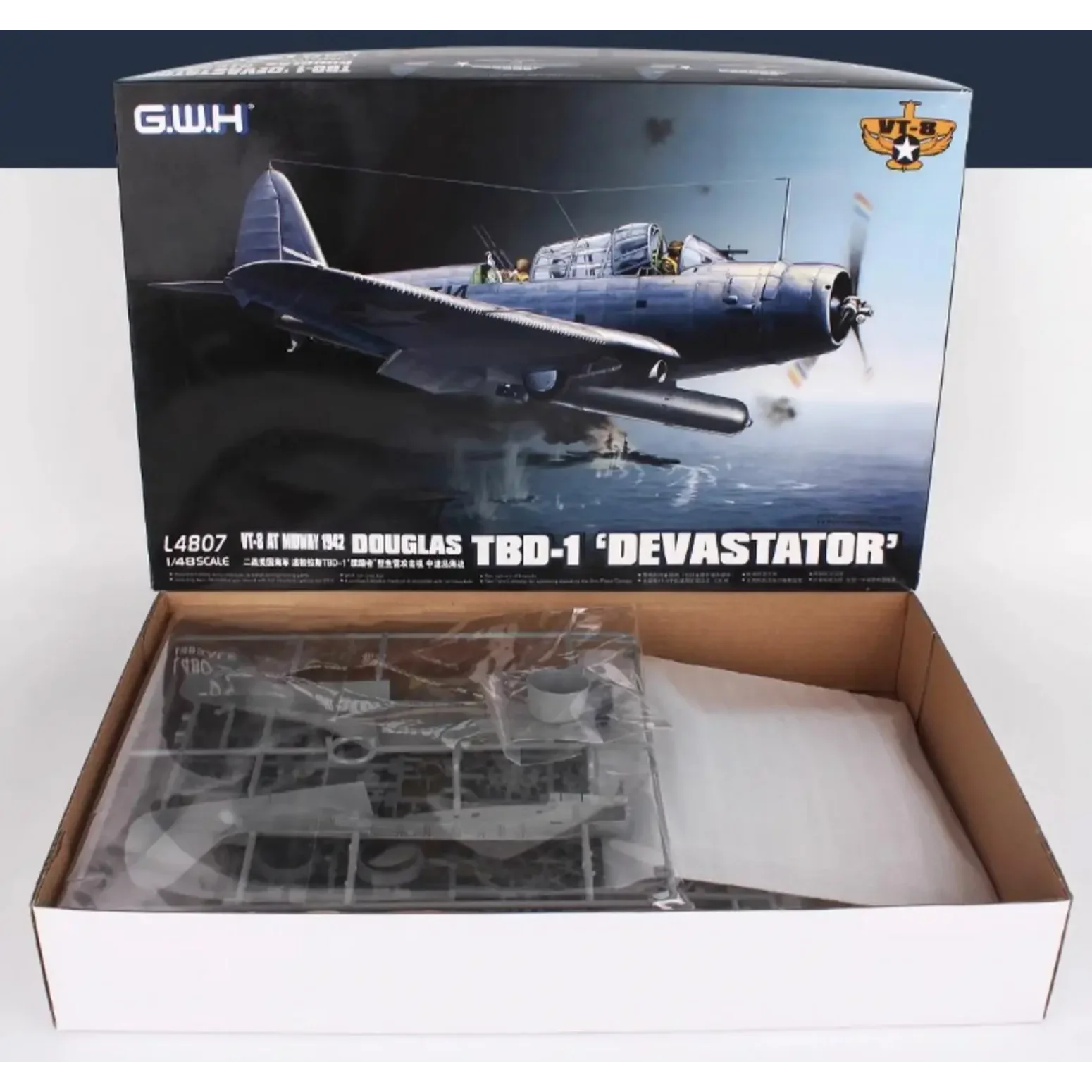 Kit Model Skala Pesawat Serangan Rakitan 1:48 L4807 Devastator' Douglas TBD-1 VT-8 Di Midway 1942 Oleh Great Wall Hobby