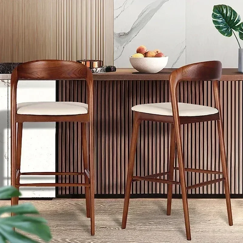 Vintage Wooden Designer Bar Chairs Modern Accent High Counter Bar Chairs Dining Restaurant Kitchen Taburete Alto Home Furniture