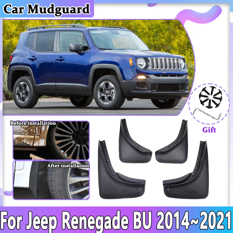 

Car Front Rear Wheel Mud Flaps For Jeep Renegade BU 2014 2015 2016~2021 Front Wheel Mudguards Guards Fender Mudflaps Accessories