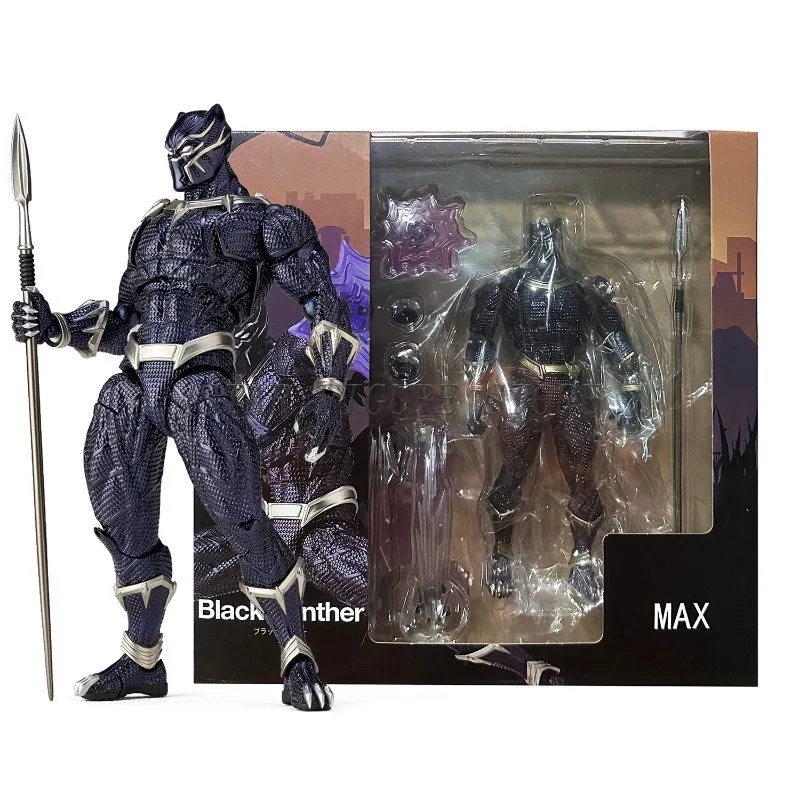 

Amazing Yamaguchi Black Panther Action Figure Collection Model 15cm Kaiyodo Revoltech #030 Marvel T Challa Movable Figurine Toys