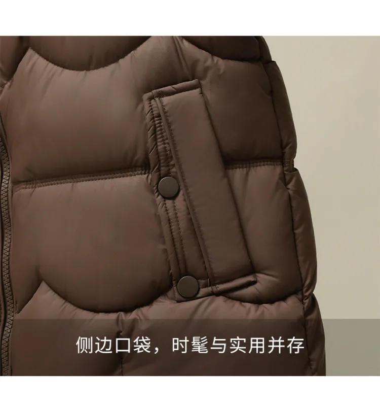 2027 Winter Parkas Women Down Cotton Jacket V-neck Large Fur Collar Belt Mid Length Cotton-padded Coat Female Outerwear Overcoat