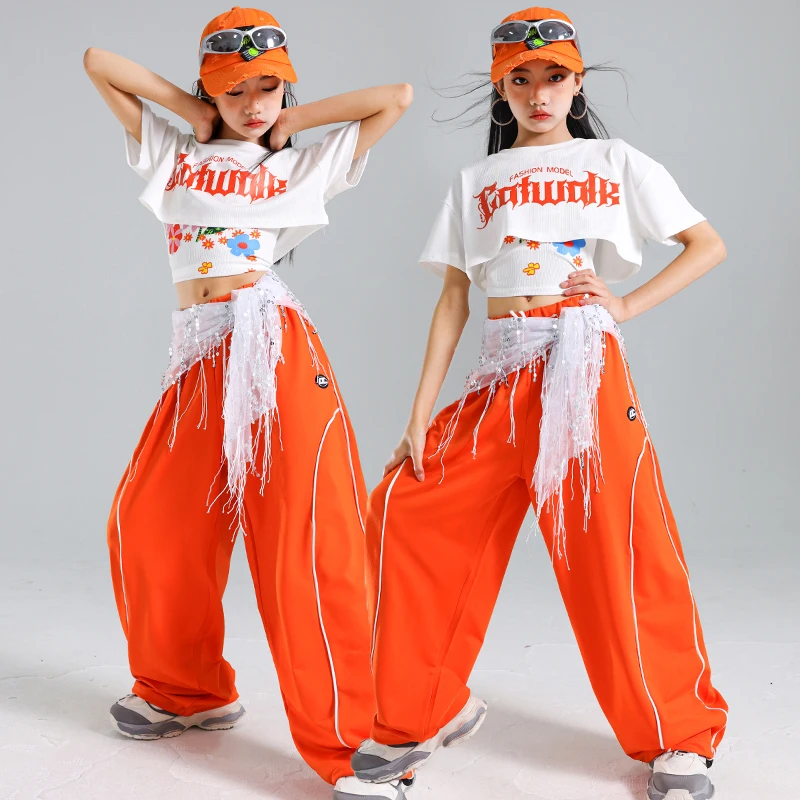 Mädchen K-pop Crop Top Hip Hop Candy Farbe Cargo Hosen Kleidung Kinder Street Dance Mädchen Gruppe Bühne Kostüme kinder Streetwear
