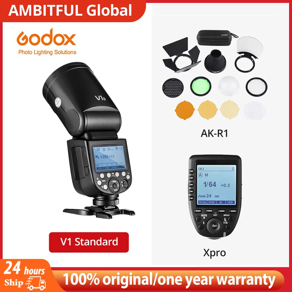 Godox V1 Flash V1C V1N V1S V1F V1O V1P TTL 1/8000s HSS بطارية ليثيوم Speedlite Flash مع Xpro Trigger لكانون نيكون سوني