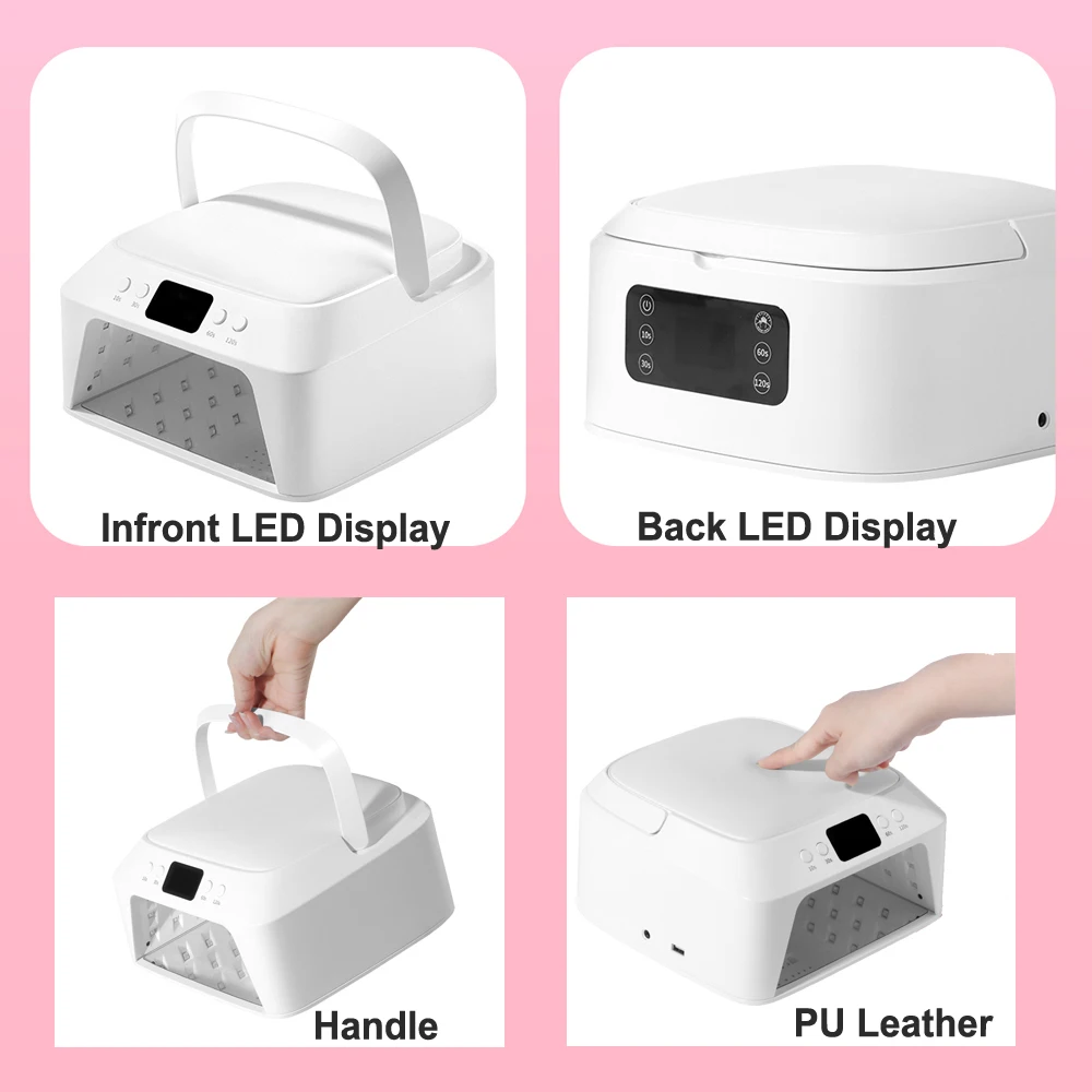 Lampe UV pour ongles à 71 LED, grand espace, sèche-ongles avec oreiller à main, capteur intelligent, lampe UV professionnelle 72 W pour manucure et pédicure