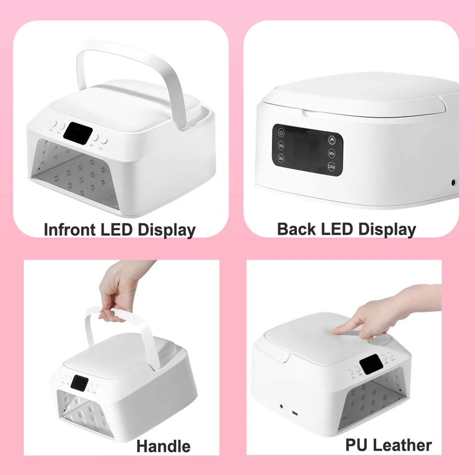 Lámpara de uñas UV de 71 LEDs, espacio grande, con almohada para mano, sensor inteligente, 72W profesional para manicura y pedicura 3
