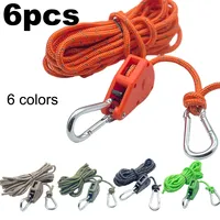 6pcs High Visibility Reflective Camping Rope Tie Down Kit with Pulley Tensioner for Secure Tent Awning Fastening Outdoor